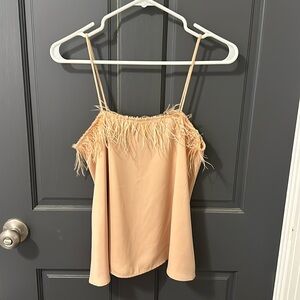 Champagne pink color feather top